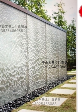 流水玻璃水帘成品水景水幕玻璃墙极简软装大型摆件办公室水系景观