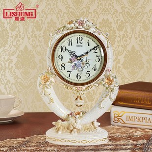 丽盛欧式座钟客厅大号装饰时钟摆钟石英钟表摆件家用创意桌面台钟