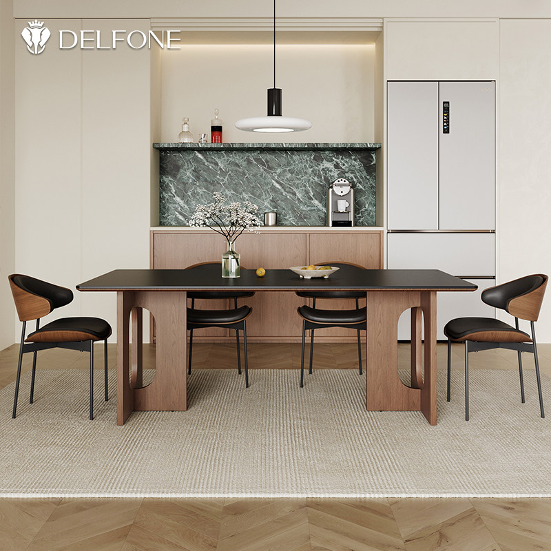 德利丰岩板餐桌中古风法式复古侘寂风长方形小户型餐桌椅组合家用,住宅家具,岩板餐桌,淘宝优惠券,粉丝福利购,淘宝优惠卷