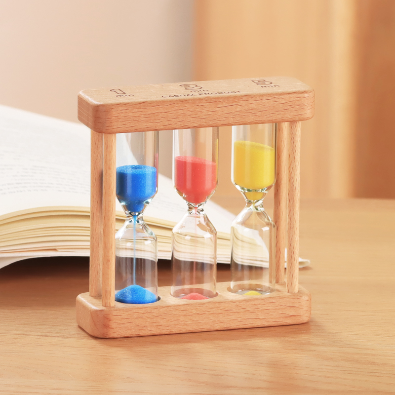 沙漏计时器漏斗儿童防摔3/5/10/30分钟半小时时间创意木质流沙瓶