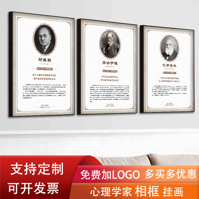 心理咨询室布置装饰画心理学家心理名人挂画挂图弗洛伊德画像定制