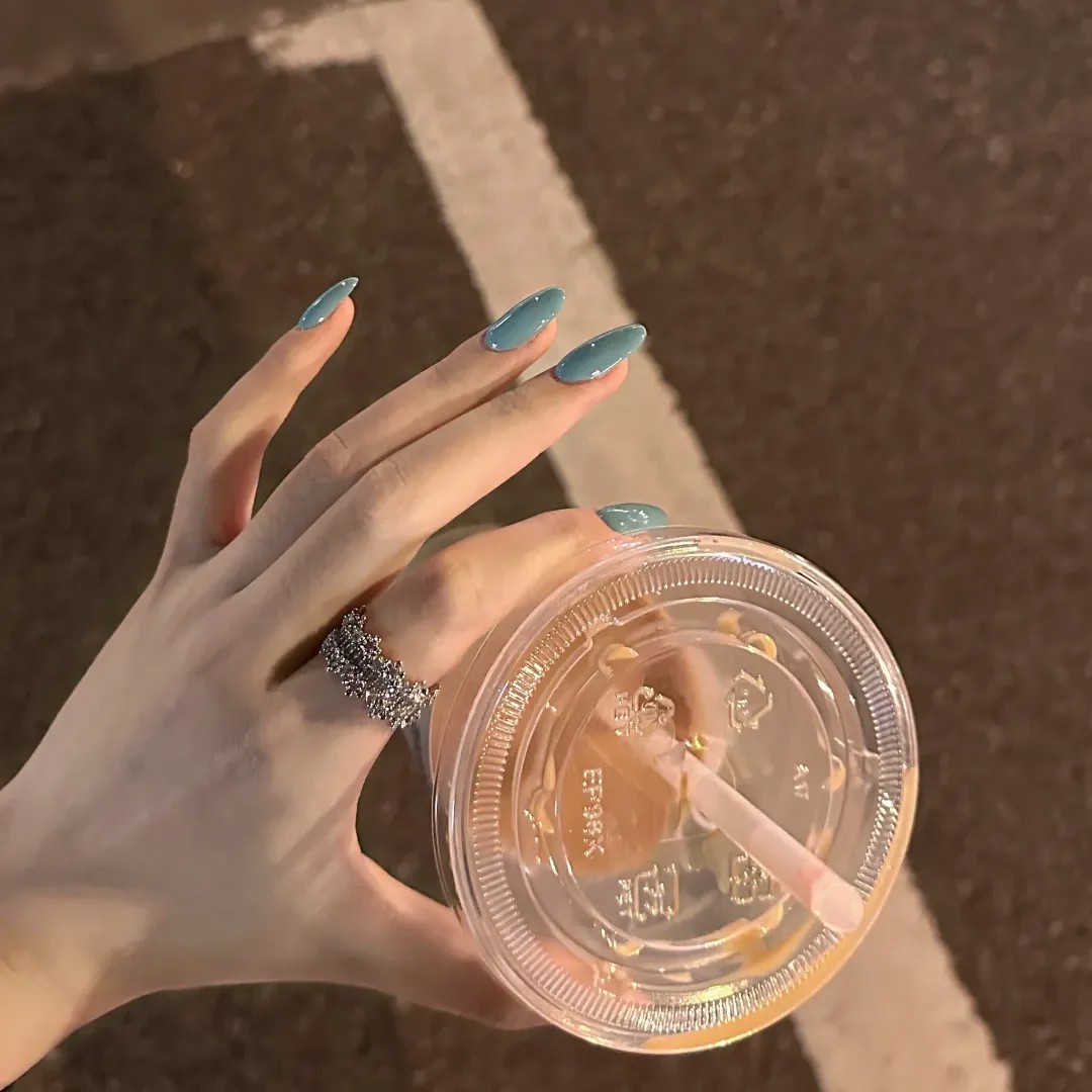 春夏新纯手工绿松石湖蓝色显白百搭高级感穿戴甲纯色穿戴式美甲