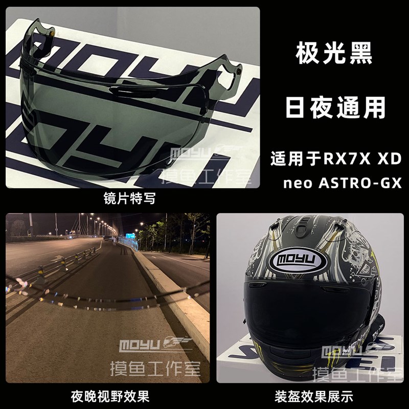 摸鱼改装 RX7X/XD/NEO/GX/CROSS5 拉力5变色电镀镜片全盔幻彩极光