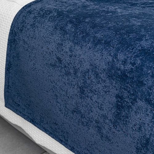 现代简约样板间床旗搭毯普鲁士蓝加厚雪尼尔沙发盖毯酒店床尾巾