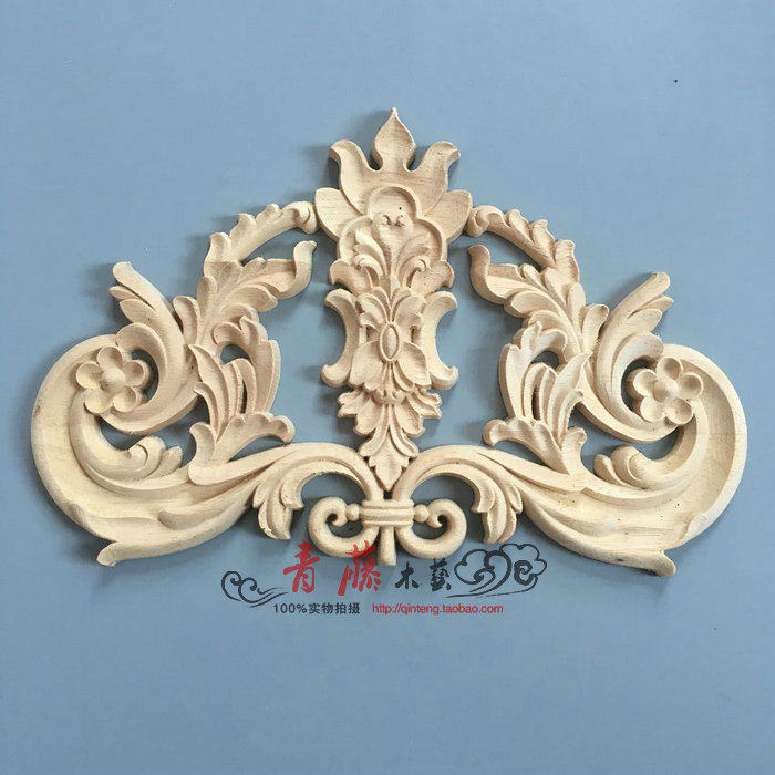 实木雕花欧式贴花客厅家具橱柜门心实木贴花片背景墙装饰东阳木雕