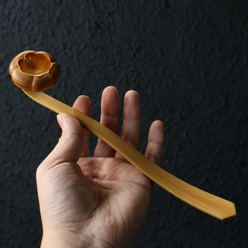 精品纯手工雕刻如意头手把件天然竹枝竹节一体成型吉祥如意摆件