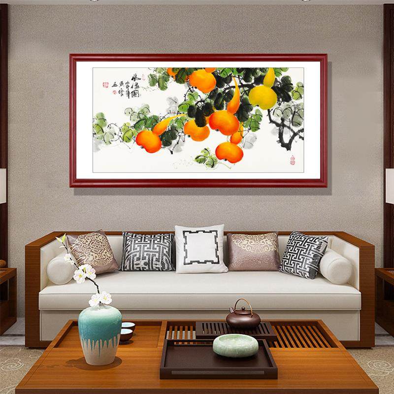 葫芦画客厅沙发新景背墙墙装画中式饰厅面装饰餐五挂福临门壁画网