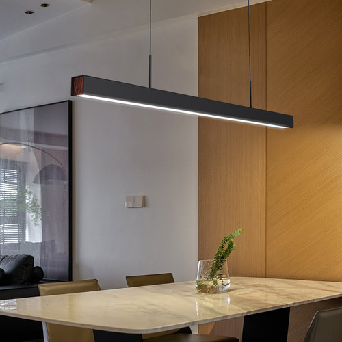 高端大气餐吊灯铝材磨砂线条一体鱼线吊灯吧台餐厅饭桌休闲设计灯