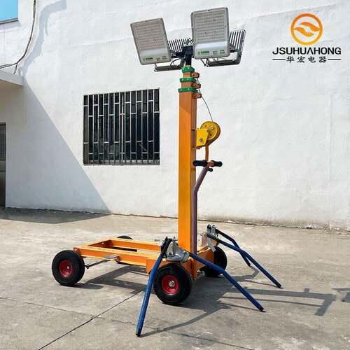 夜间施工手推移动照明车手摇升降灯塔多方位转动lighting tower