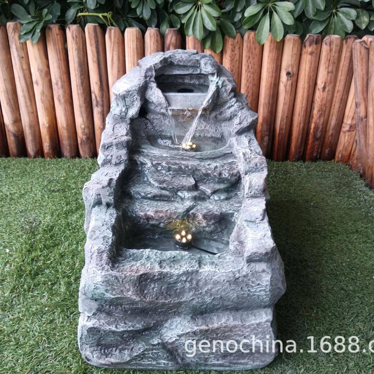 现代中式仿假山流水创意假山流水庭院流水工艺品流水摆件插电款-5