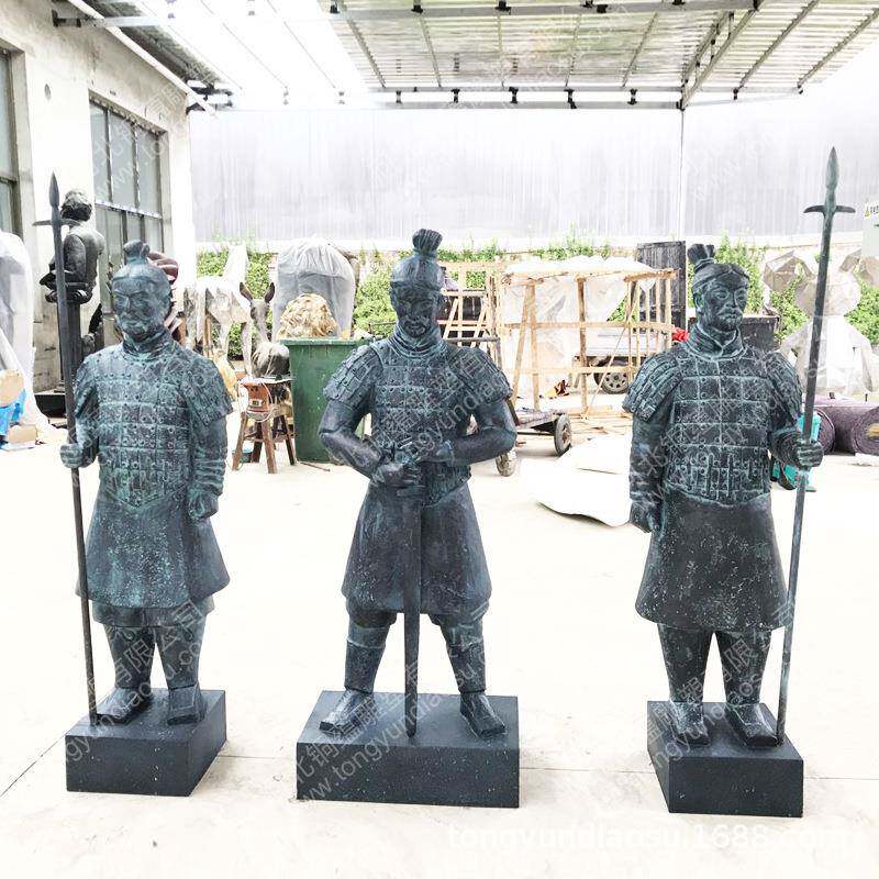 大型铸铜兵马俑雕塑 景观雕塑仿古青铜人物铜雕秦始皇陵士兵雕塑