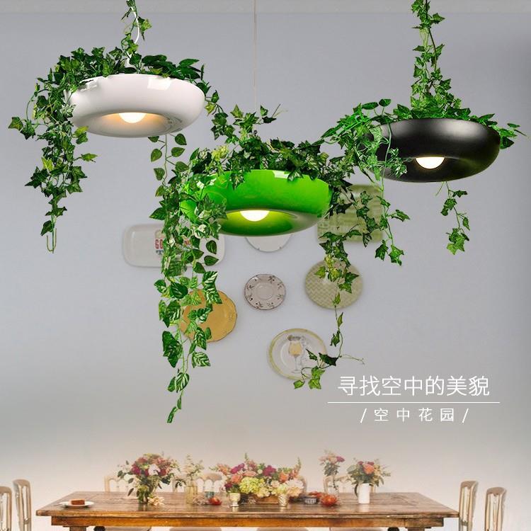 复古工业风植物餐厅创意阳台绿植吊灯奶茶店吧台个性服装店装饰灯