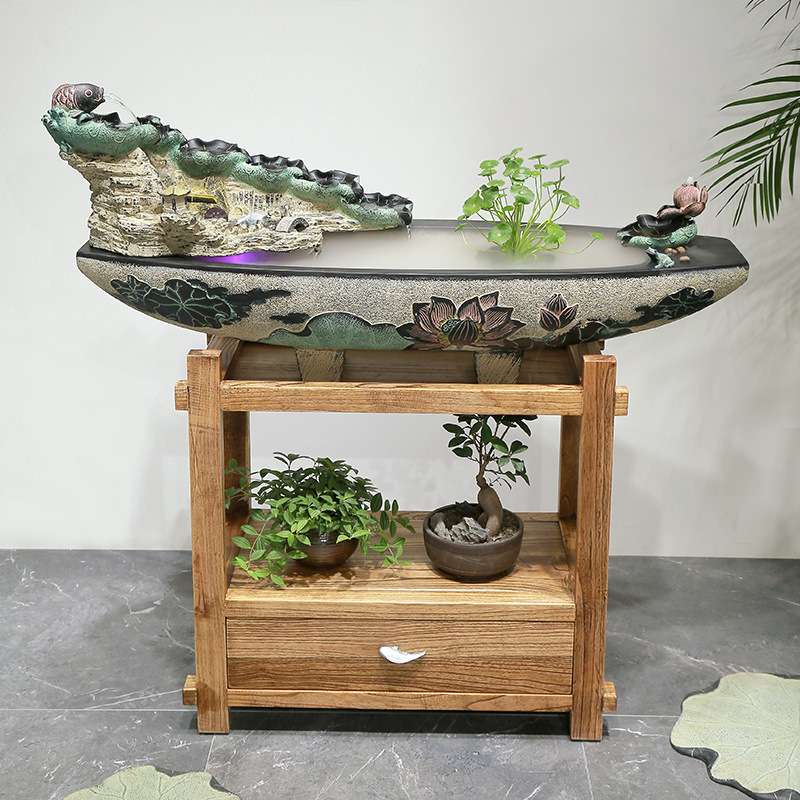 假山流水喷泉盆景鱼缸加湿器水景客厅办公室家居装饰品 创意摆件