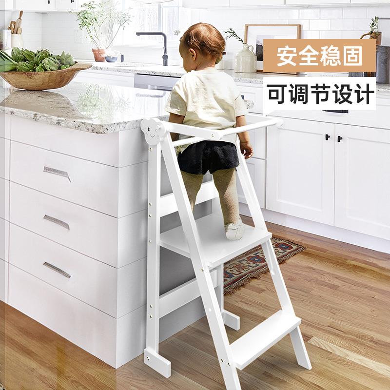 儿童学习塔木制洗漱台可折叠脚踏凳婴幼儿洗手木质台阶凳多功能
