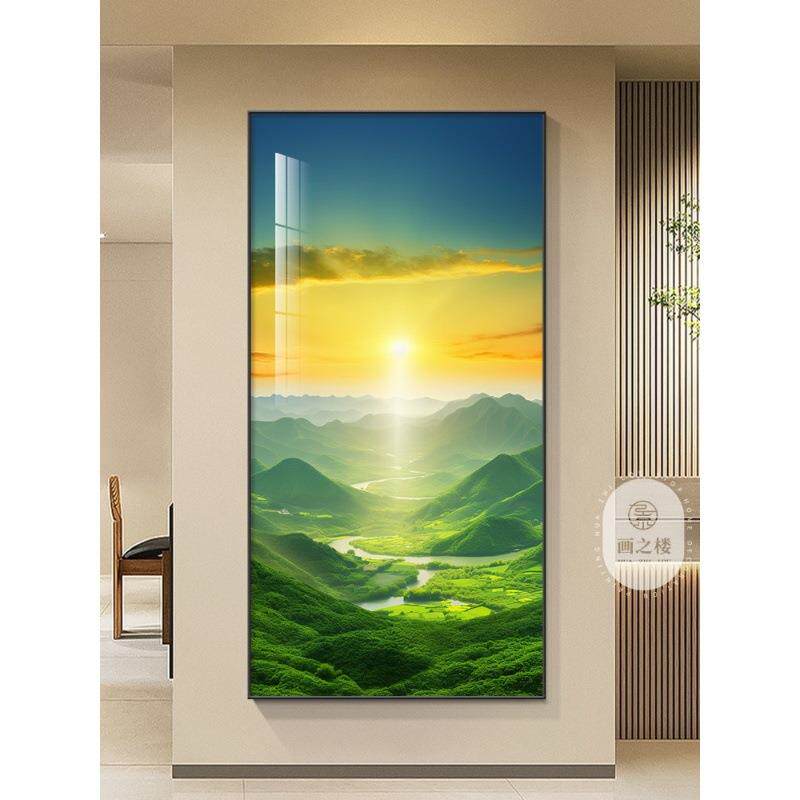 日出东方玄关装饰画青山图入户迎门墙挂画现代简约山水风景墙壁画