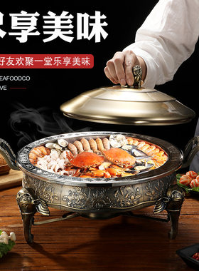 酒店特色餐具仿古铜创意小火锅固体酒精炉家用干锅锅仔中华鼎商用