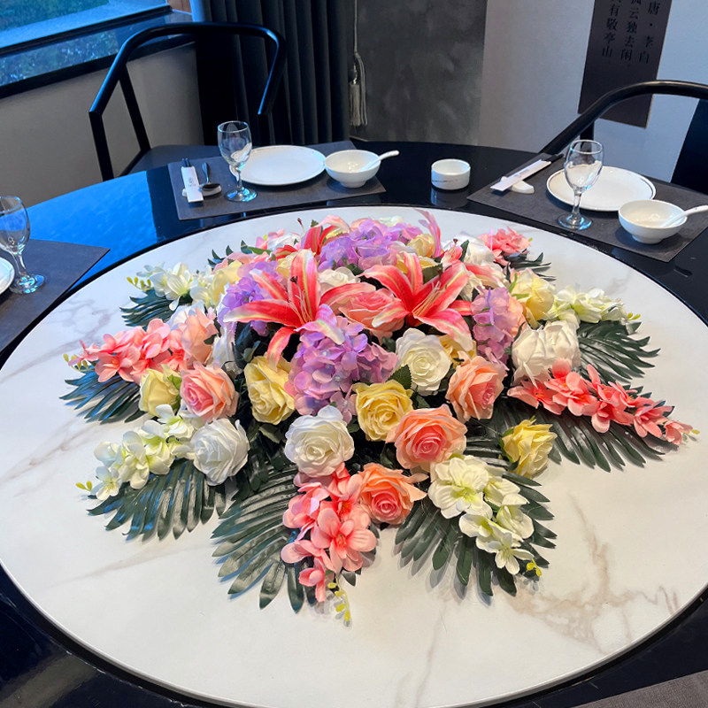 仿真花装饰花假花绢花饭店圆桌中间摆花酒店餐桌转盘桌面摆设花艺,鲜花速递/花卉仿真/绿植园艺,仿真花,淘宝优惠券,粉丝福利购,淘宝优惠卷