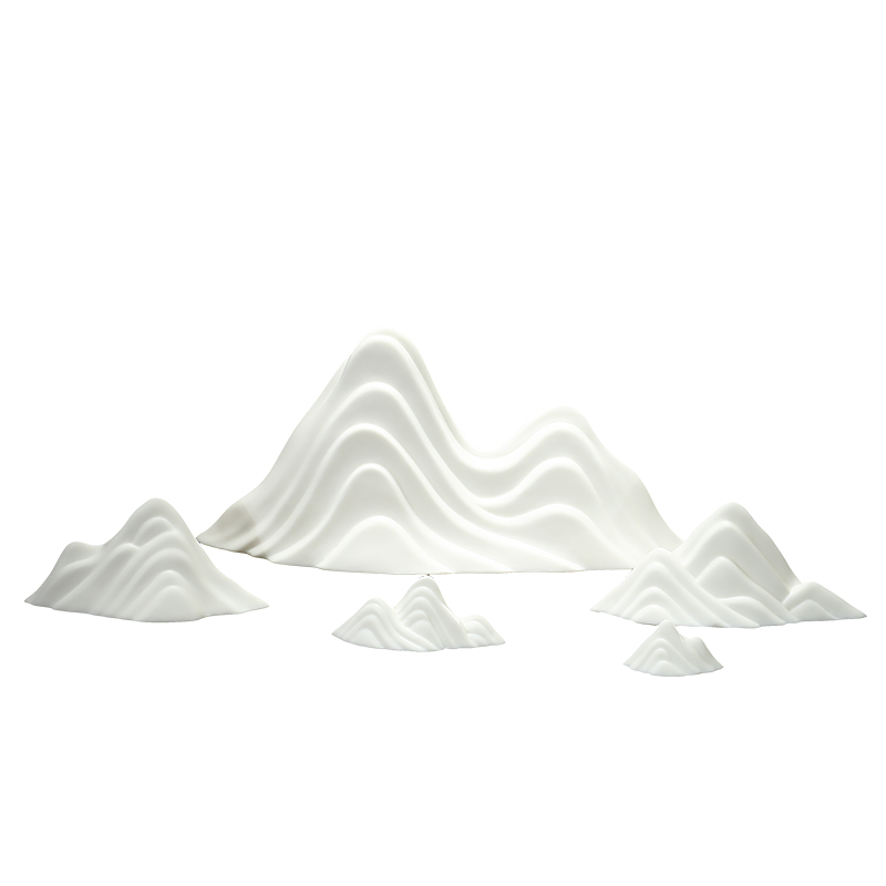 汉鸿 创意办公室摆件白瓷假山微景观造景陶瓷客厅玄关装饰摆设品