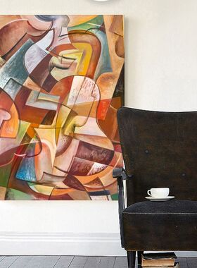 缤纷世界色彩现代抽象艺术大幅面装饰画 商业酒店会所油画布壁画