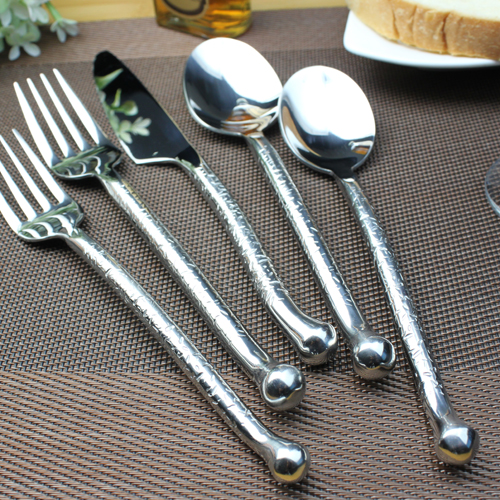出口西餐具gs18/10不锈钢手工异型西餐刀叉勺子酒店牛排刀叉4件套