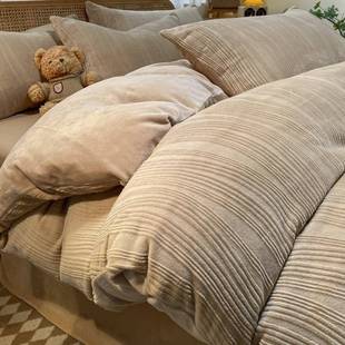 双面加厚牛奶珊瑚绒床上四件套冬季 加绒被套珊瑚法兰绒面床单床品