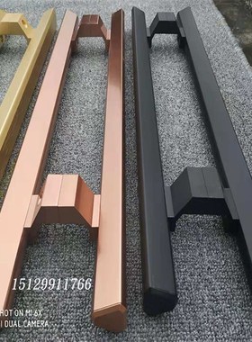 黑色无框玻璃门拉手明装 肯德基有框大门把手木门铝合金拉手可定