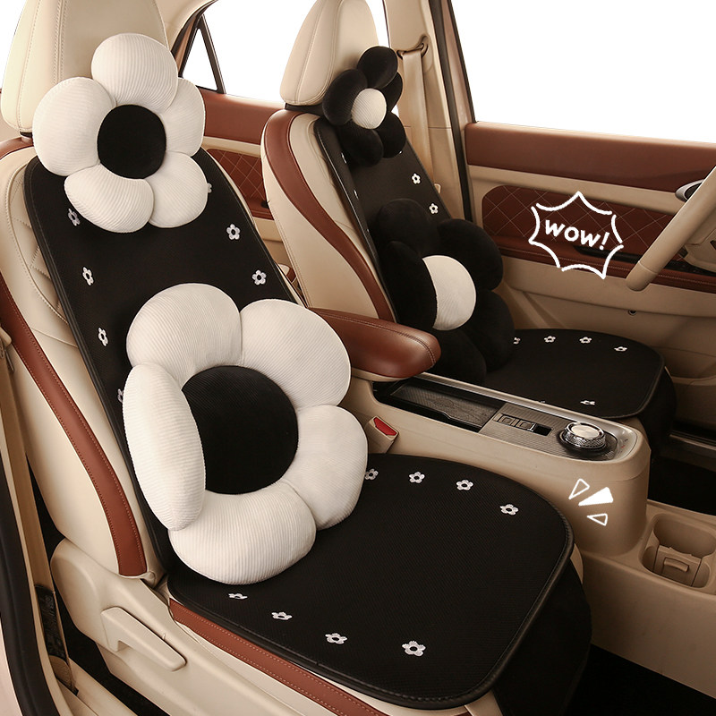 汽车坐垫四季通用泫雅花座套可爱女士车内座垫夏季凉垫冰丝座椅套