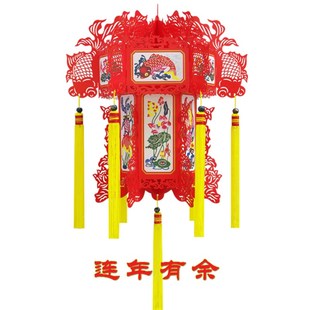 纸雕彩灯藁城宫灯之连年有余中号(40cm)外事商务礼品灯笼