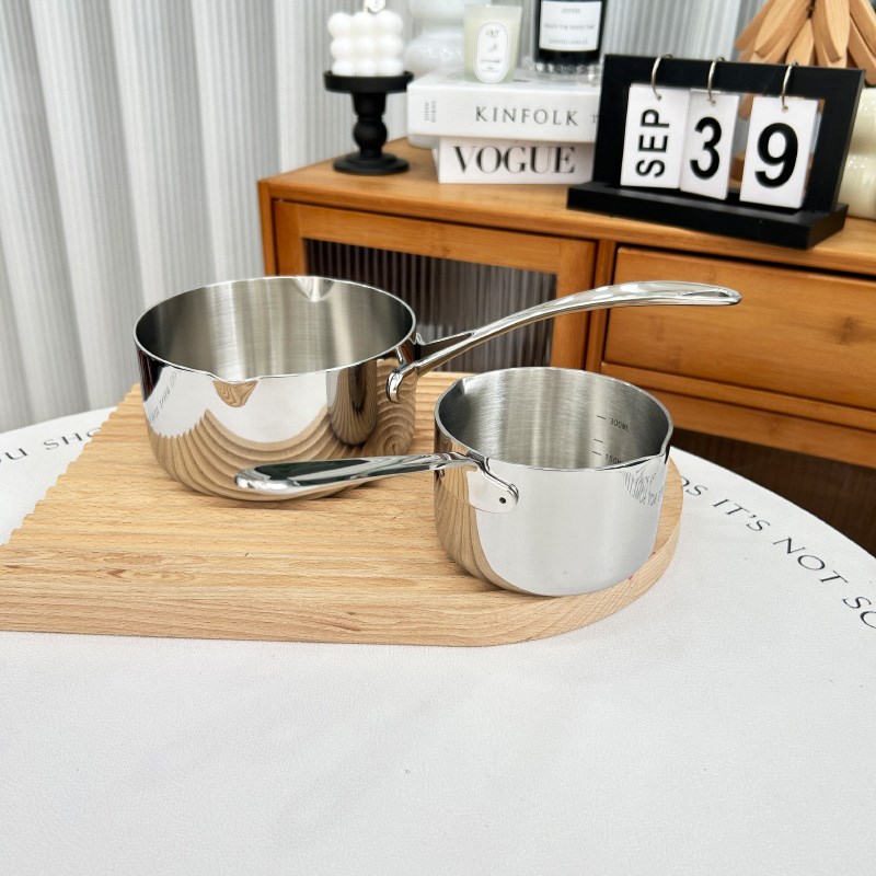 迷你小奶锅304不锈钢烘培黄油小锅不粘锅浇油锅宝宝辅食锅10/14cm