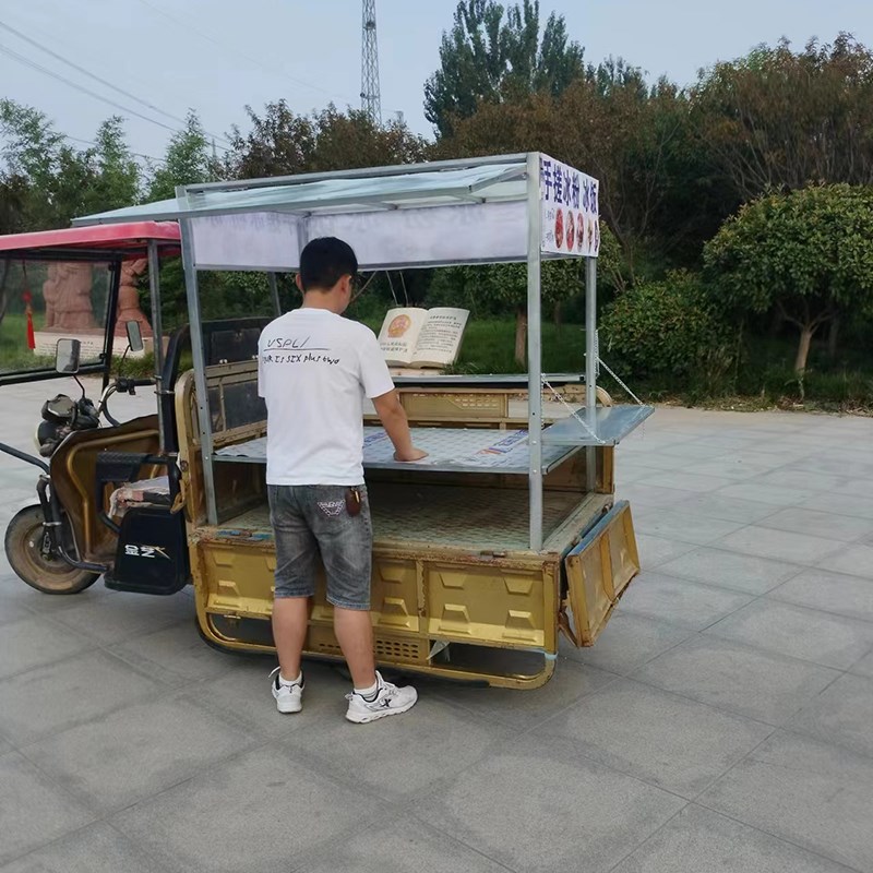 电动三轮车摆摊专用架子不锈钢三轮车摆摊架子烧烤车煎饼冰粉鸭脖