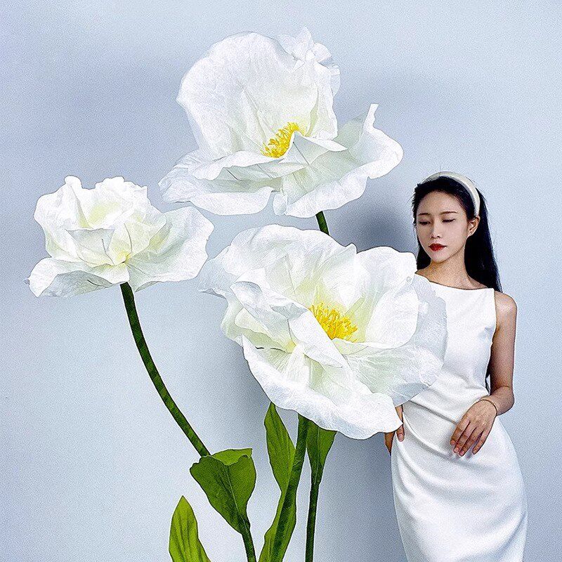 防水纸花大型虞美人仿真花巨型背景花装饰手工纸花橱窗美陈花艺