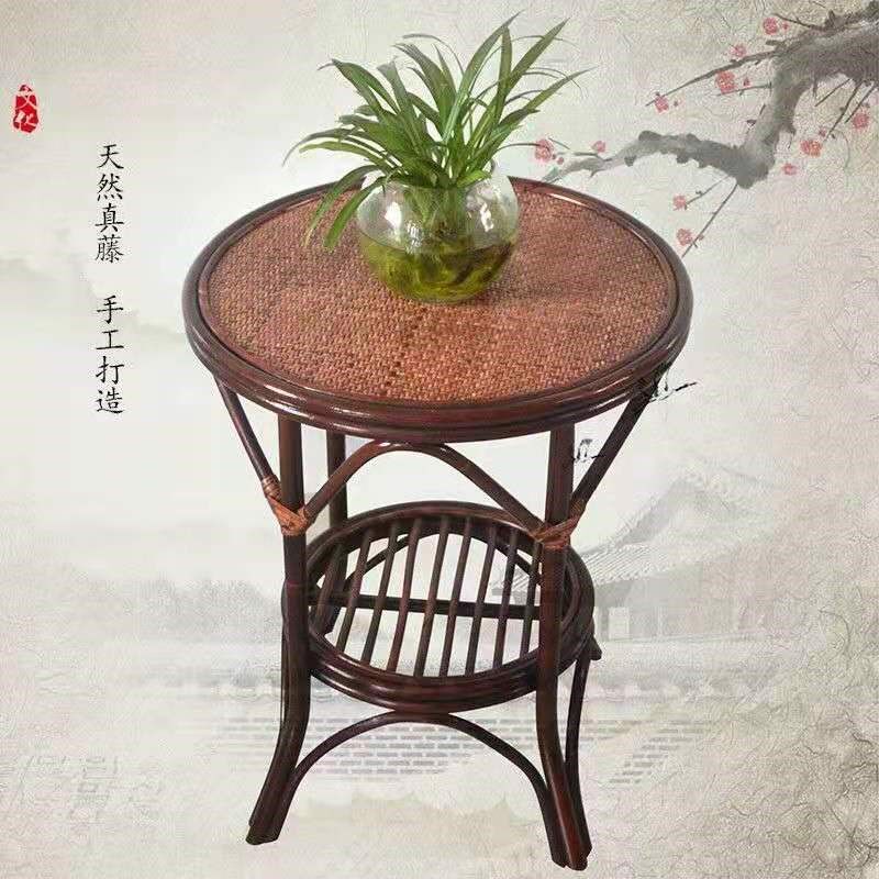 真藤茶几圆茶几方茶几小桌子藤边几角几小圆台藤桌藤家居客厅阳台