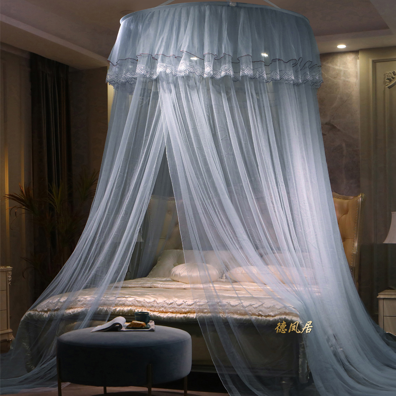 圆顶吊顶蚊帐公主加密吸顶圆形1.5/1.8m2米床家用双人加大免安装