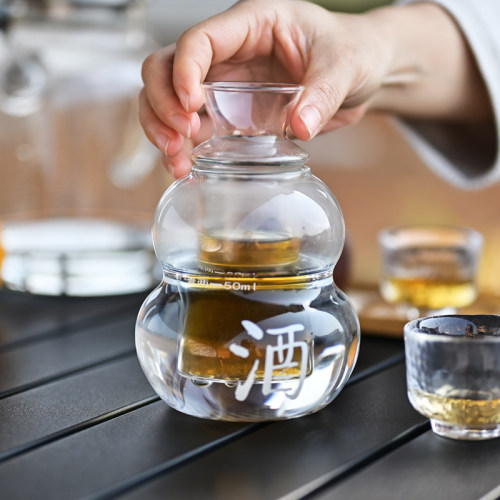 耐热玻璃黄酒温酒器烫酒壶冰酒壶清酒老式可加热暖酒二两酒壶家用