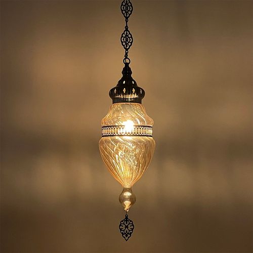 2024款迪拜浅茶色手工玻璃摩洛哥民宿餐厅咖啡厅酒店卧室床头吊灯