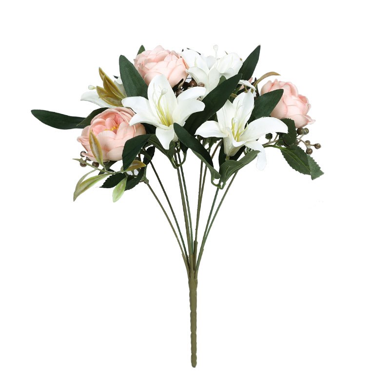 复古做旧百合花仿真花束花艺花苞森系欧式摆件客厅田园风茶几装饰