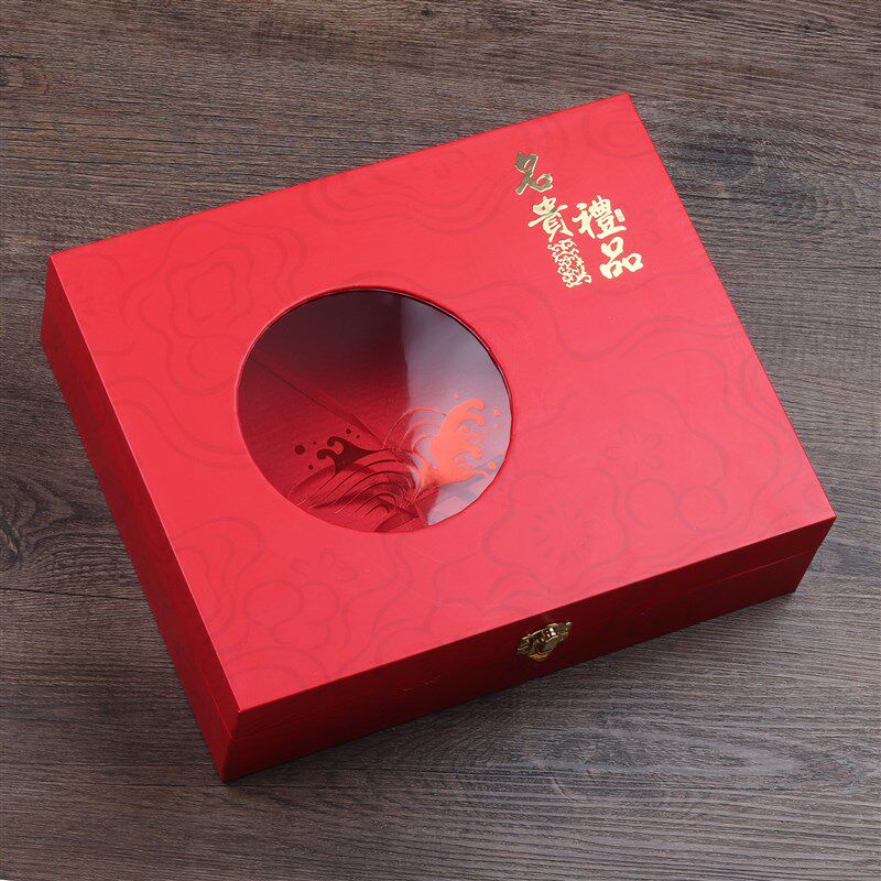 高档名贵包装盒礼品盒干货松茸鱼胶羊肚菌250克500克红色喜庆通用