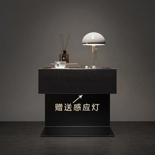 意式极简悬浮床头柜现代创意钢板腾空床边柜卧室多功能床头柜定制