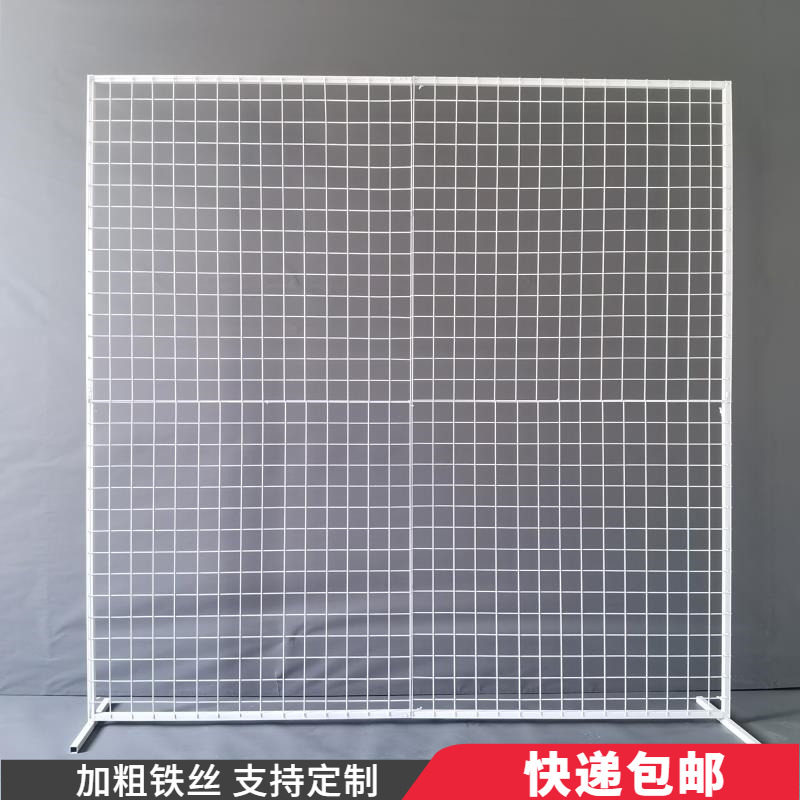新款婚庆铁艺几何背景森系婚礼摆件方形花架舞台气球装饰网格屏风