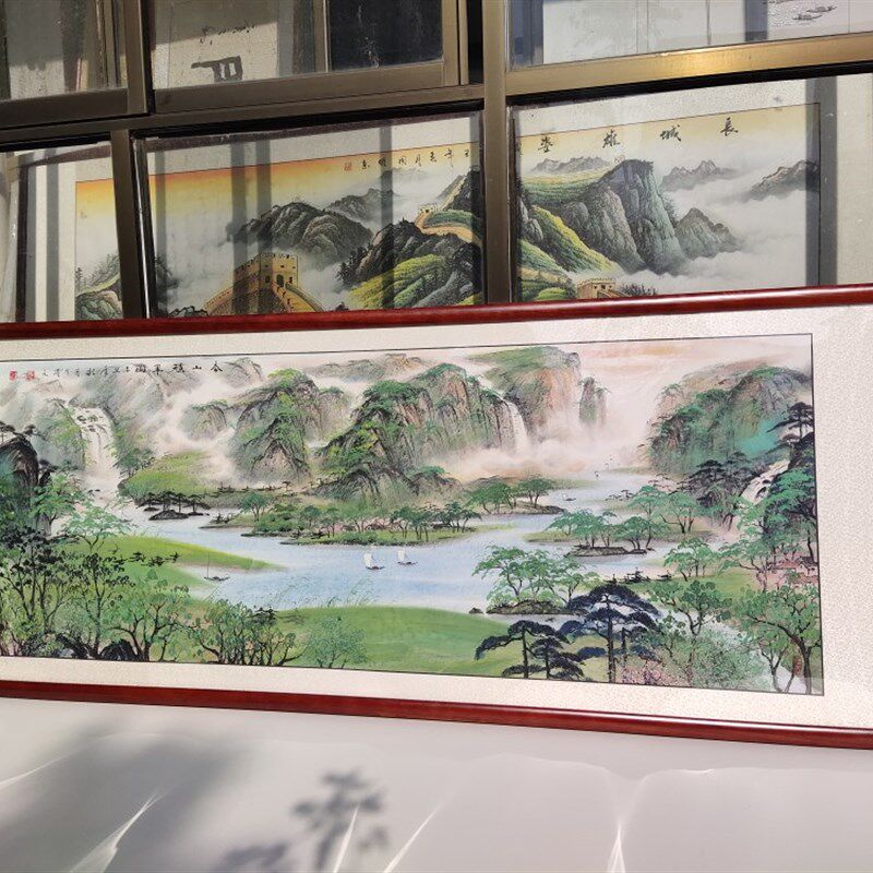 鸿运千秋横幅纯手绘山水画 客厅背景墙装饰挂画办公室国画靠山图