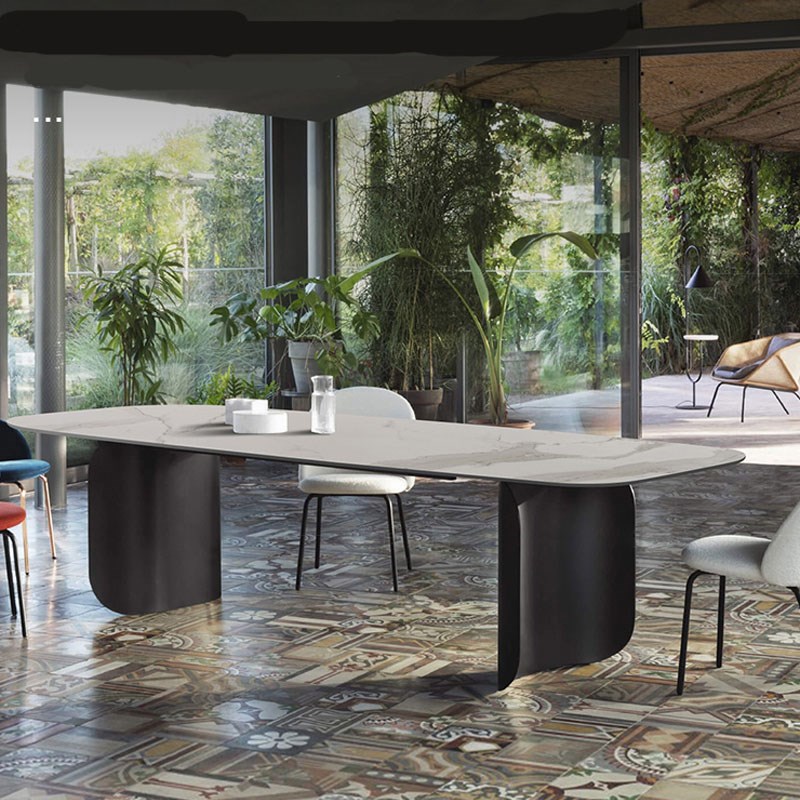 意式岩板餐桌现代极简高端家用大小户型超晶石天然奢石大理石桌面