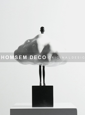 简约现代家居创意艺术软装饰品样板房间玄关电视柜人物雕塑摆件