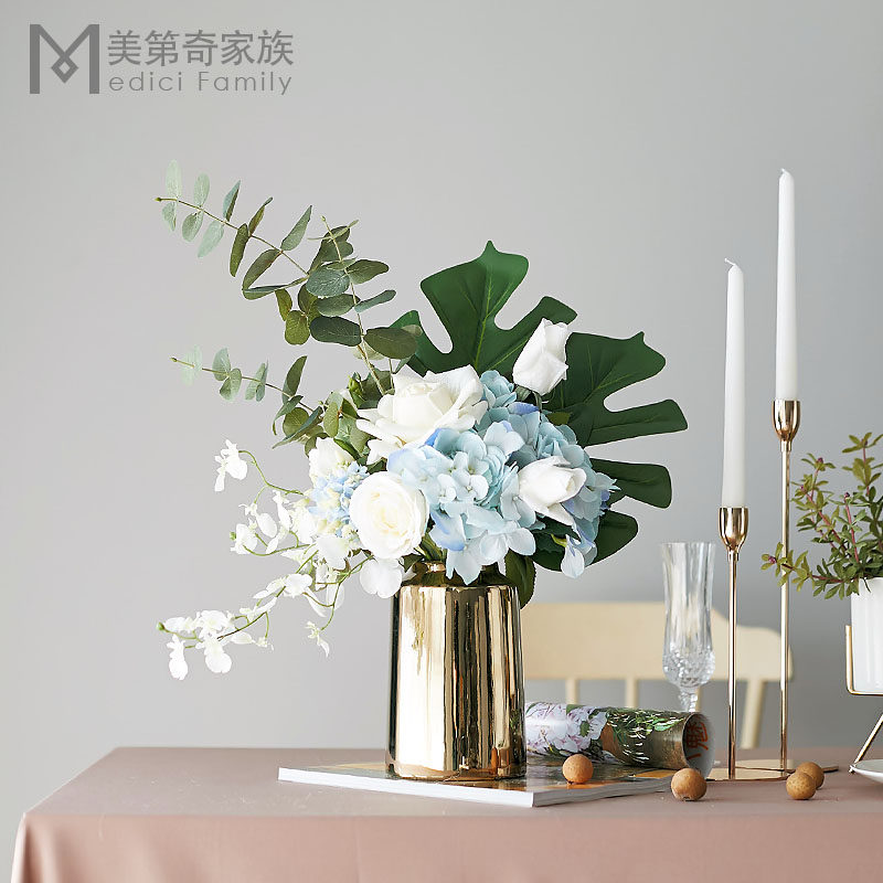 晴朗婚礼手捧花束花瓶小清新欧式客厅摆设插花摆件假花仿真花套装