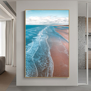 大海日出玄关装 饰画客厅沙发背景墙风景挂画现代入户走廊过道壁画