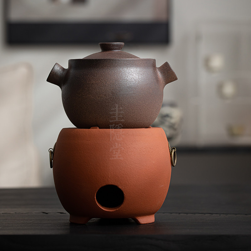 圭隐堂围炉煮茶壶家用复古粗陶壶煮茶煲炖汤砂锅煮茶炉电陶炉套装