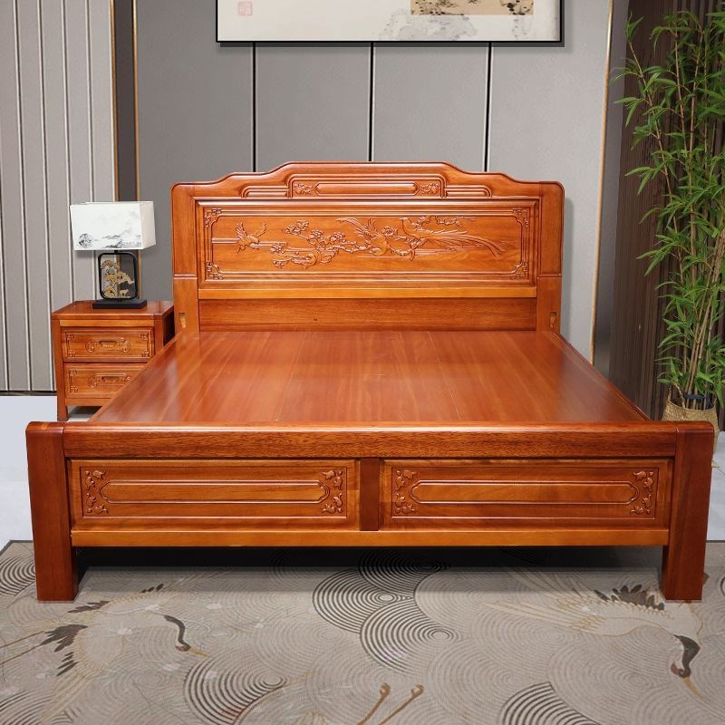 金花梨木全实木仿古床1.8米主卧人大床高端婚床1.5米中式雕花床