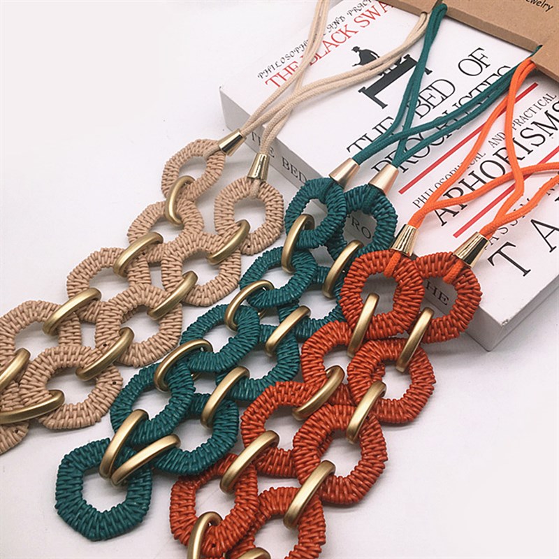 彩色多巴胺扣环窗帘绑带简约窗帘装饰绑绳窗饰辅料树脂链条仿木纹