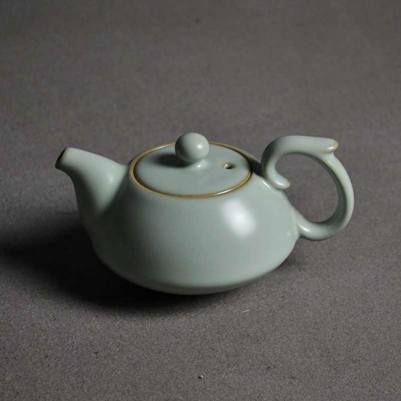 聚宝龙汝窑茶具天青开片玲珑壶汝瓷茶壶正把壶功夫茶器泡茶壶