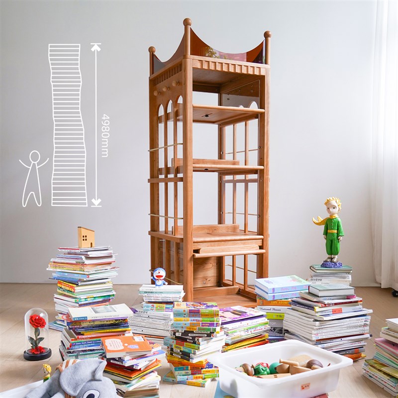 ZOOMILY动物园之家王冠旋转书架30度书柜实木转角置物儿童绘本架