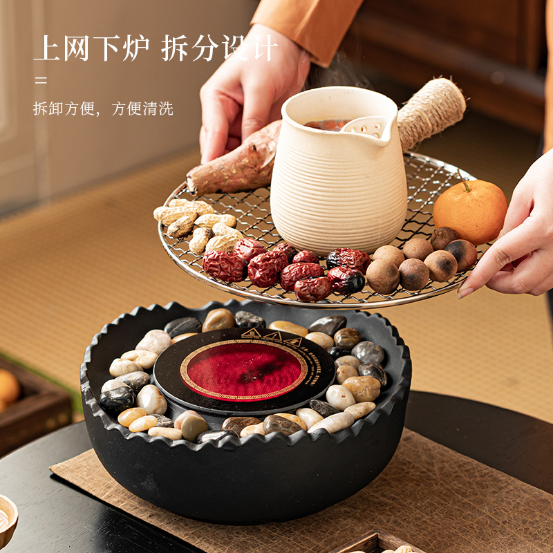 围炉煮茶烤火炉套装家用室内泡茶新款煮茶器煮茶炉电陶炉器具全套